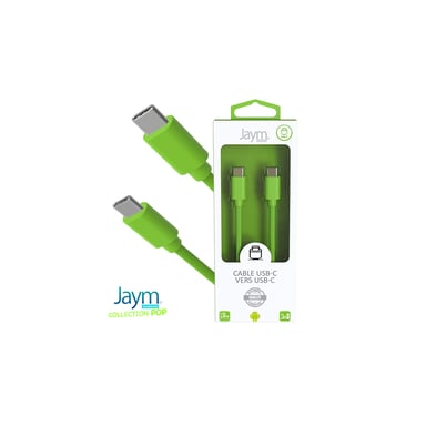 Câble USB-C vers Type-C 3A - 1,5 mètres - Collection POP - Vert