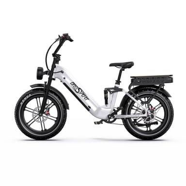 Onesport OT08 Pro 20'' Bici elettrica 500W Doppia batteria 48V 36AH Full Suspension Step-Thru Fat Tire E-Bike
