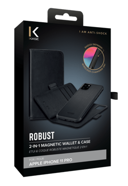 Etui & Coque robuste magnétique 2-en-1 pour iPhone Apple 11 Pro, Noir Onyx
