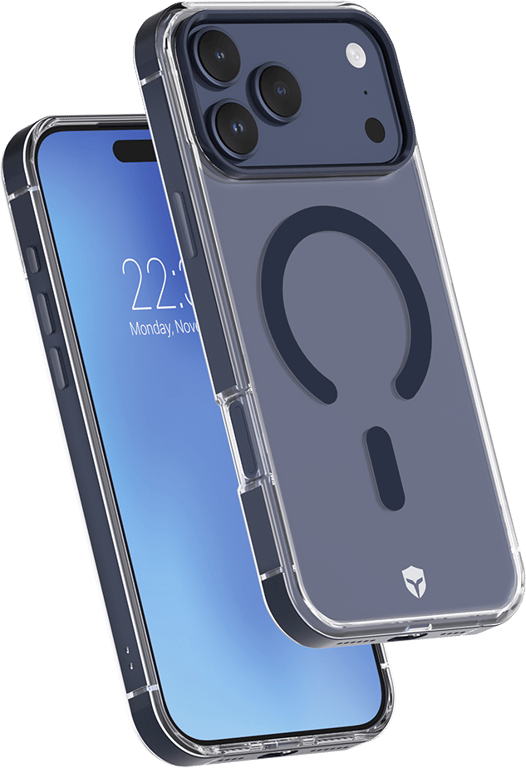 FORCE CASE Coque pour iPhone 17 Pro Max MagSafe Contour M&eacute;tal Antichocs 2m Premium Bleu