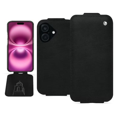 Housse cuir Apple iPhone 16 Plus -  - Noir - Cuir lisse premium