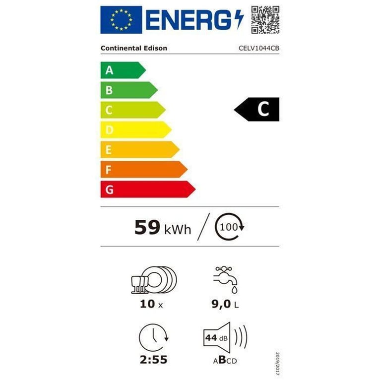 Lave vaisselle pose libre CONTINENTAL EDISON CELV1044CB 10 couverts Induction L45cm 44 dB - vue 4