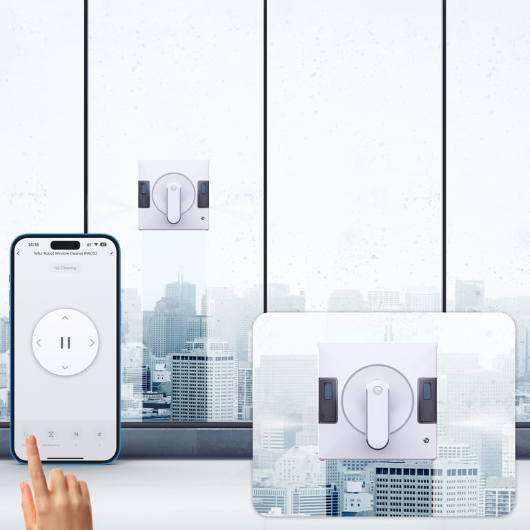 Tellur Robot Limpiacristales Smart WiFi, RWC02, 72W, dos depósitos de agua, anti caída, blanco