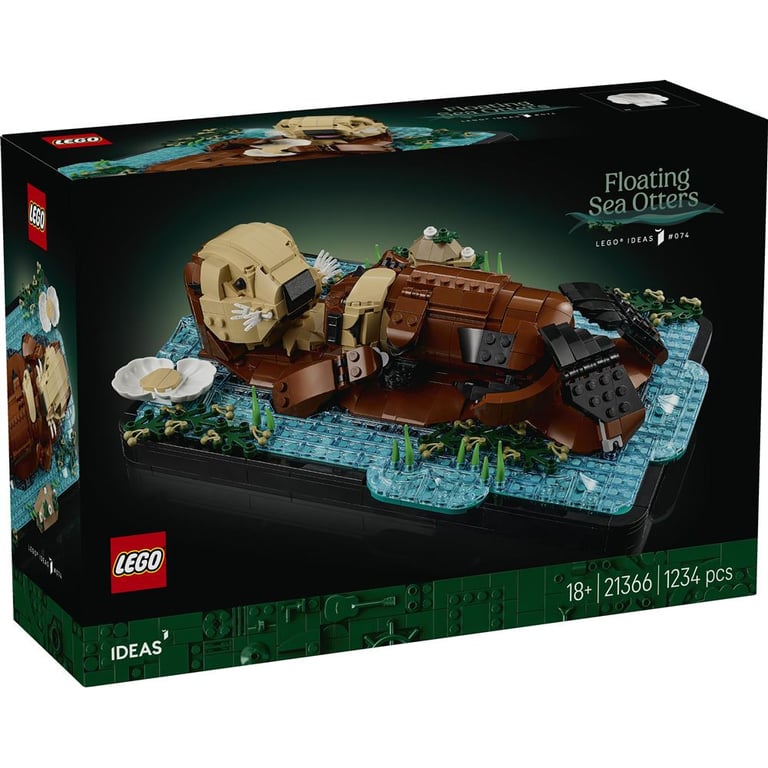 Set display LEGO 21366 Ideas Loutres de mer flottantes 1 234 pièces articulées Marron/bleu - Neuf