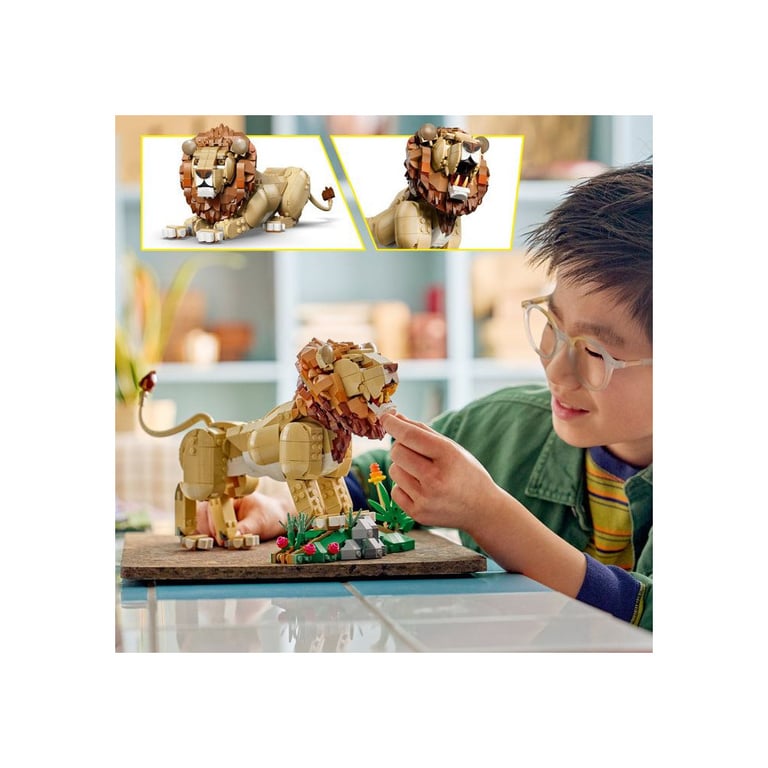 Jeu de construction LEGO Creator 3-en-1 31386 Lion Majestueux 839 pièces Animaux sauvages Noir - Neuf