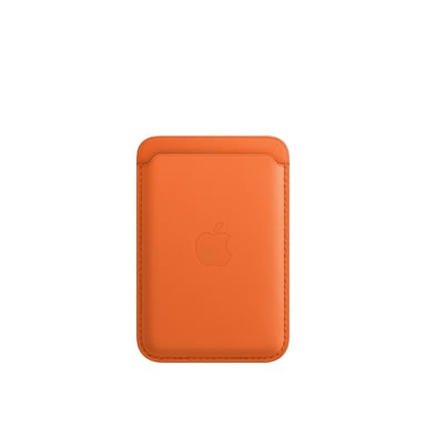 Porte-cartes en cuir avec MagSafe pour iPhone - Orange