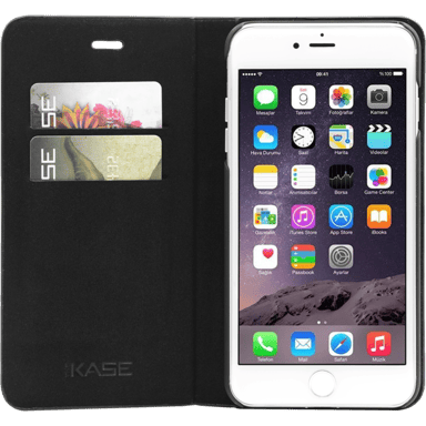Cover a libro Bling Strass per Apple iPhone 6 Plus/6s Plus/ 7 Plus/8 Plus, Mezzanotte Nera