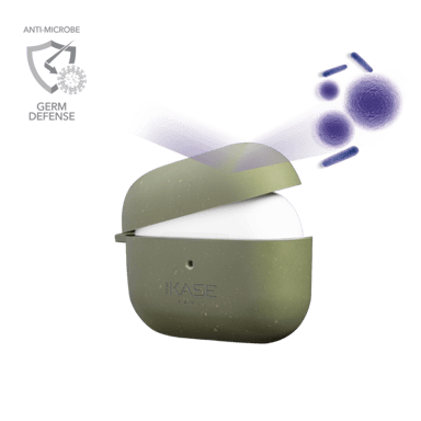 Carcasa antibacteriana vegana orgánica 100% cero residuos para los AirPods Pro de Apple, verde oliva