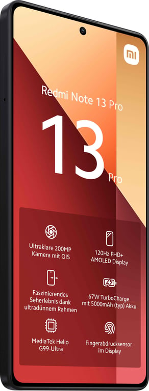 Xiaomi Redmi Note 13 Pro 16,9 cm (6.67) SIM doble Android 13 4G USB Tipo C  8 GB 256 GB 5000 mAh Negro - Xiaomi