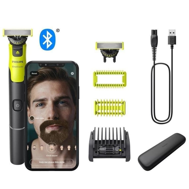 Rasoir Philips OneBlade 360 Connectivity QP4631/65 Charbon de bois et Citron vert pour visage et corps 60 min, tondeuse, étui de voyage - Neuf