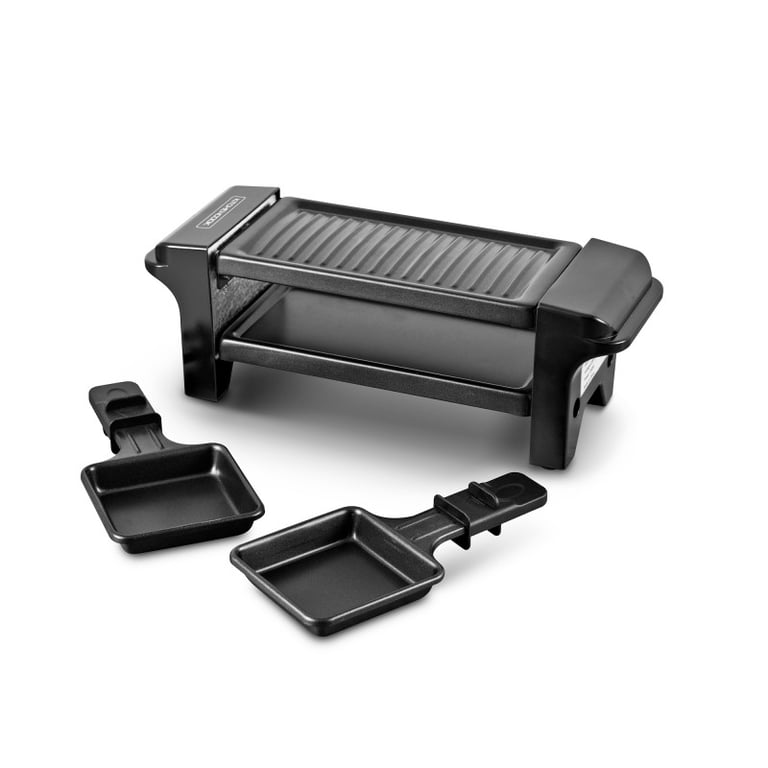 KitchenCook Appareil à Raclette - 2 Personnes - 350w - Grill Antiadhésif Amovible - 2 Poêlons - Poignée De Transport