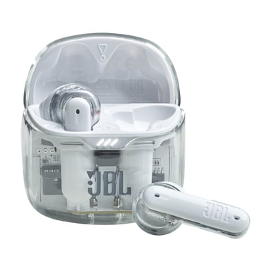 JBL Tune Flex Ghost Edition Casque True Wireless Stereo (TWS) Ecouteurs Appels/Musique Bluetooth Translucide, Transparent