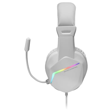 Mars Gaming MH122 Blanco, Cascos Gaming FRGB Over Ear con Micrófono, Sonido HiFi, Cancelación de Sonido, Ultraligeros, PS4 PS5 Xbox Switch Tablet Windows Mac