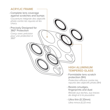 Protezione dell'obiettivo della fotocamera in cristallo acrilico per Apple iPhone14 Pro/14 Pro Max, trasparente