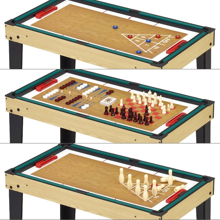Table de jeux 10 en 1 Baby Foot Billard Ping Pong Hockey Bowling Cartes Structure Bois Accessoires Inclus Neuf - vue 2