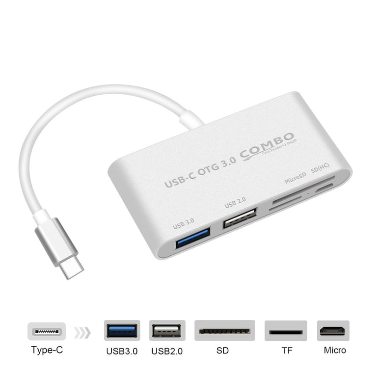 Adaptateur 5 en 1 pour Mac Mini Thunderbolt 3 Type C USB-C Lecteur de  cartes SD TF 2.0 3.0 Micro USB (ARGENT) - Shot Case