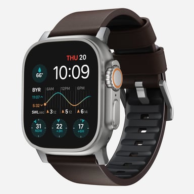 Nomad Active Band Pro Bande Marron, Argent Cuir, Acier inoxydable - Neuf