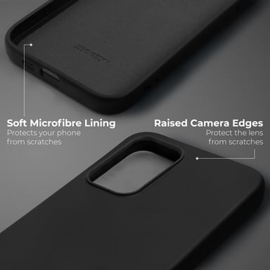 Moozy Lifestyle. Coque en silicone pour Samsung S23 Ultra, noir – Coque légère en silicone liquide avec finition mate et doublure en microfibre douce, coque en silicone de qualité supérieure
