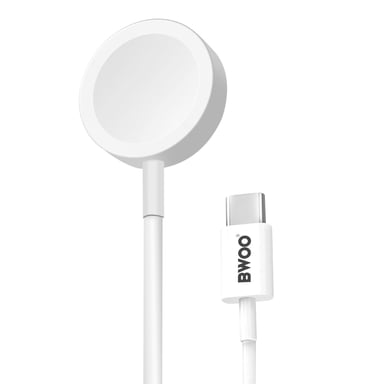 Bwoo Cable magnético para Apple Watch 5W con conector USB-C compacto Blanco