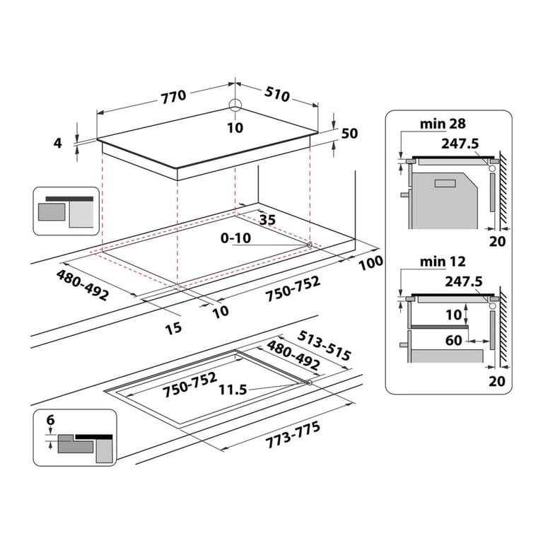 Table de cuisson à induction WHIRLPOOL WF S1577 CPNE 4 zones - vue 4