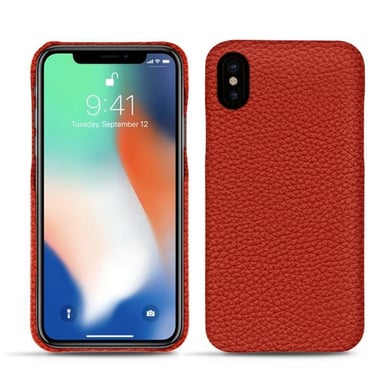 Coque cuir Apple iPhone Xs Max -  - Orange - Cuir grainé
