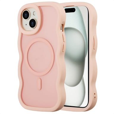 Selencia Coque arrière Wavy avec MagSafe pour Apple iPhone 15 - Soft Pink