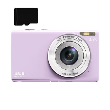 Appareil photo numérique 48MP 2,7K FHD zoom numérique 16X, webcam, mise au point automatique LightPurple