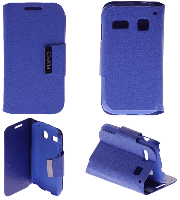 Etui Folio compatible Bleu Alcatel One touch POP C3