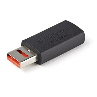 StarTech.com Adattatore caricabatterie USB sicuro - Blocco dati - Solo carica da maschio a femmina USB-A - Protezione caricabatterie senza dati per smartphone/tablet - Adattatore bloccante trasferimento dati USB