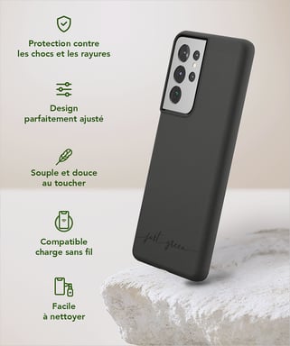 Coque pour Samsung Galaxy S21 Ultra 5G Natura Eco-conçue Noire Just Green