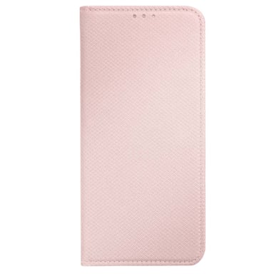 JAYM - Custodia Folio Oro Rosa per Apple iPhone 14 - Chiusura magnetica - Funzione Cinema Stand - Custodia per carte di credito inclusa