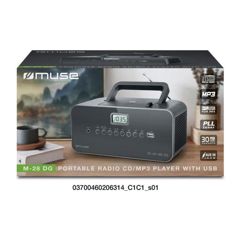 MUSE M-28 DG Radio Portátil - CD - USB - Negro