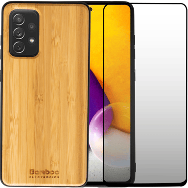 Coque Galaxy A72 Bois Bambou & TPU - Verre Trempé 9D Offert - Légère & Résistante - Protection Élégante pour Votre Téléphone
