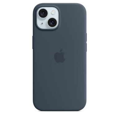 Coque en silicone avec MagSafe pour iPhone 15 Bleu orage