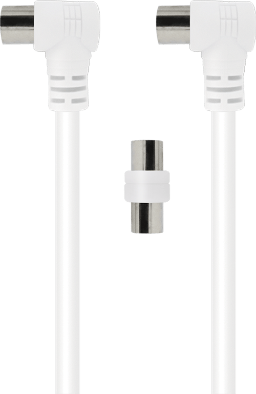 Câble TV Coaxial 9.52mm Coudé MâleFemelle 2m avec Adaptateur MâleMâle Neuf - vue 2