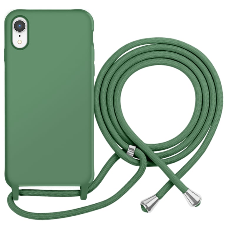 MOXIE Coque pour iPhone XR en TPU Premium Color Lace avec Cordon Tour de Cou Kaki