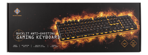 DELTACO GAMING - DK210 - Tastiera a membrana in alluminio a 105 tasti, LED arancione, QWERTY