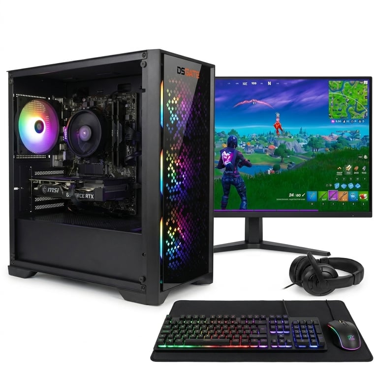 Pack DSGate PC Gamer NYX II – Ryzen 5 5500 – GeForce RTX 3050 6 Go – DDR4 – SSD – Windows 11 + Écran 24 + Combo G LAB – Assemblé France Neuf