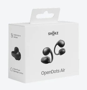 OpenDots Air - Auriculares inalámbricos SHOKZ Bluetooth 6.1 con clip de oído abierto y micrófono, Negro