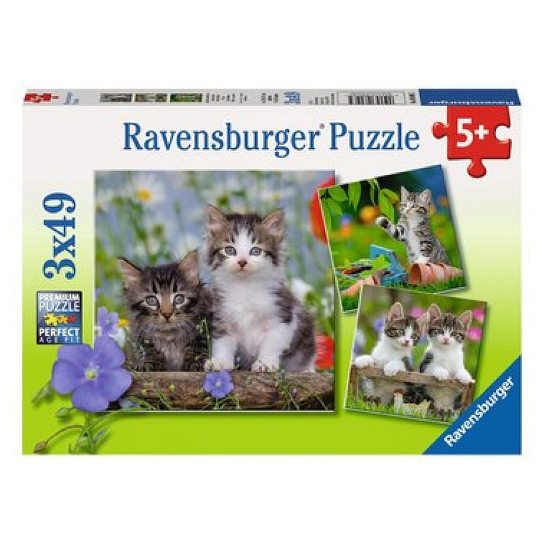 Coffret de Puzzles 3x49 Pièces Chatons Tigrés pour Enfants Neuf