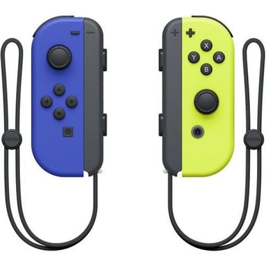 Par de joysticks Joy-Con, el izquierdo azul y el derecho amarillo neón