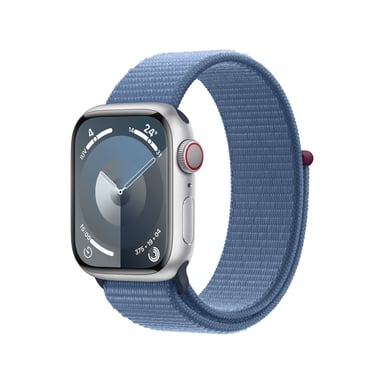 Watch Series 9 GPS + Cellulaire, boitier en aluminium de 41 mm avec boucle sport, Bleu