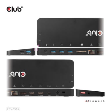 CLUB3D CSV-1566 base para portátil y replicador de puertos Acoplamiento USB 3.2 Gen 1 (3.1 Gen 1) Type-C Negro