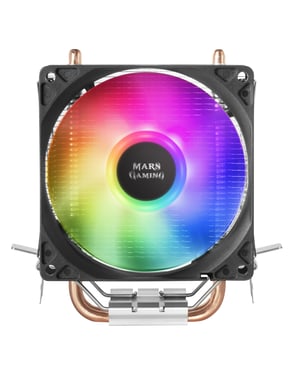Mars Gaming MCPUARGB, Disipador CPU RGB, 2 Heatpipes HCT, TDP 130W, Silencioso, PWM