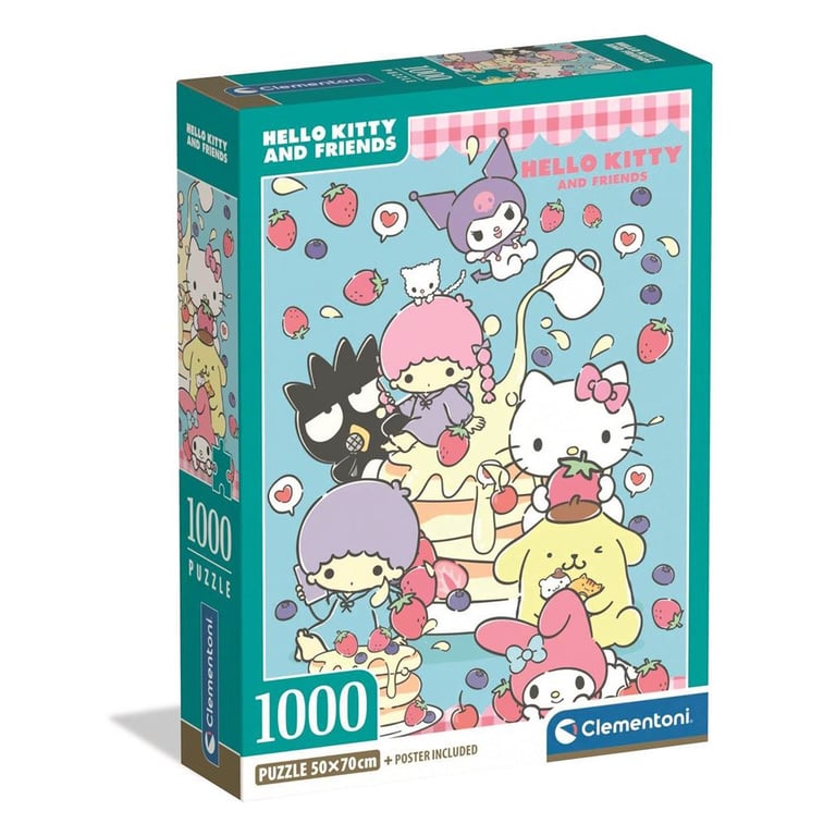 Puzzle Clementoni Hello Kitty et ses amis 1000 pièces Compact avec poster 50 x 70 cm rose - Neuf