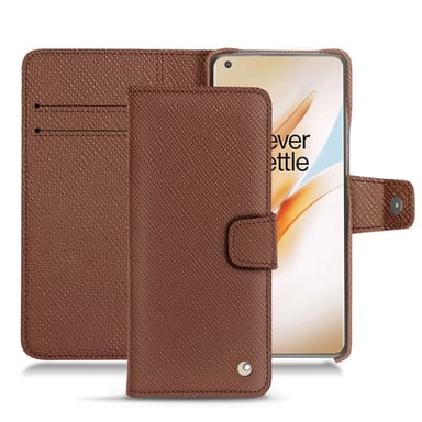 Housse cuir OnePlus 8 Pro -  - Marron - Cuir saffiano