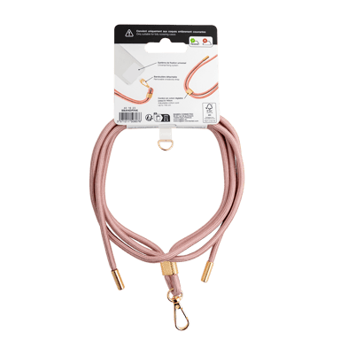 Bandoulière Cordon Universelle Amovible Rose avec détail gold Bigben