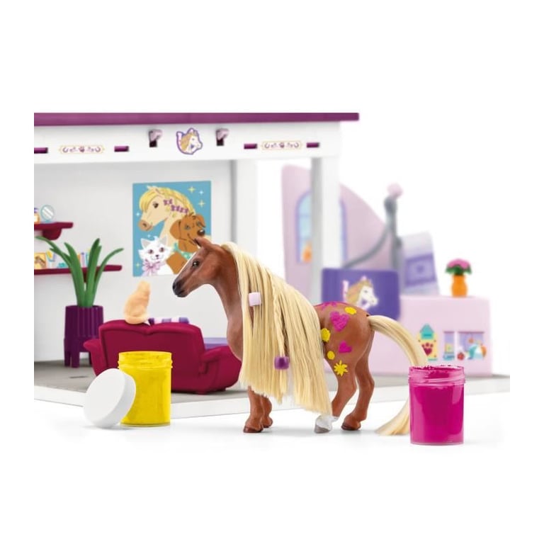 Salon pour Animaux de Compagnie 66 Pièces Coffret de Jouets avec Figurine Cheval Soigneur Chiots et Accessoires pour Enfants - vue 4