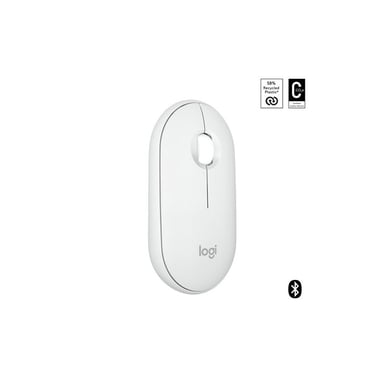 Logitech Pebble Mouse 2 M350s Ratón inalámbrico Bluetooth Blanco