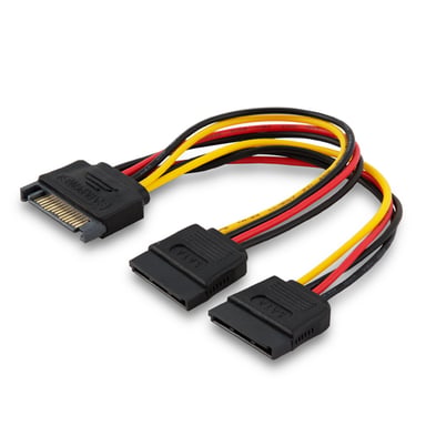 Savio Power cable SATA 15 pin (M) 2x SATA 15 pin (F) AK-17 Black Red White Yellow Negro, Rojo, Amarillo 0,18 m